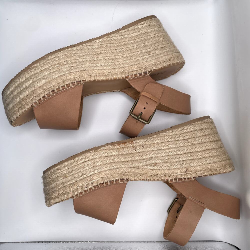 SOLUDOS  Minorca Beige Leather Espadrille Platform Sandals  Size 9,5 vacation - Picture 4 of 12